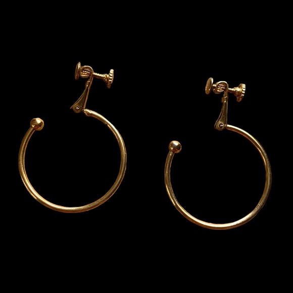 Vintage NAPIER Gold Plated Hoop Clip on Earrings Women’s Jewelry - Picture 2 of 6